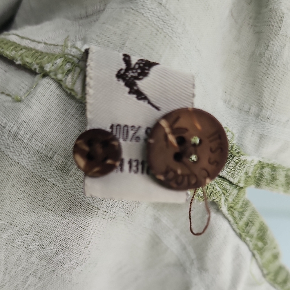 Leaf Patterned Olive Button-Up Shirt - image 4